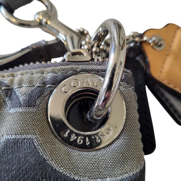Coach 2012 Poppy Gray & Silver Metallic Signature Jacquard Crossbody Bag 12 x 8" - Picture 13 of 15